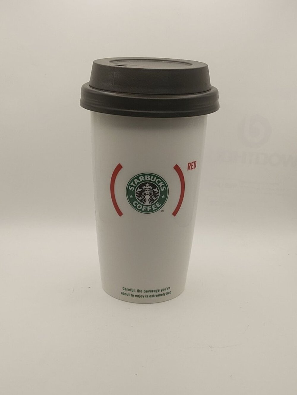 2010 Starbucks RED Hope Travel Tumbler 12oz Ceramic Coffee Cup w/ Lid Special Ed